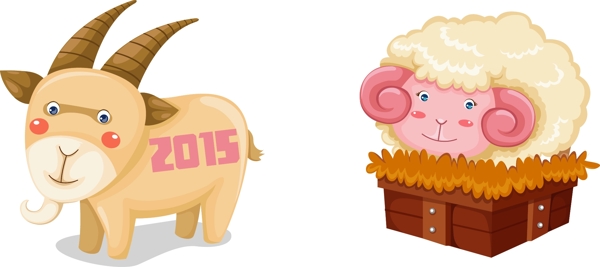 2015年卡通羊山羊和绵羊