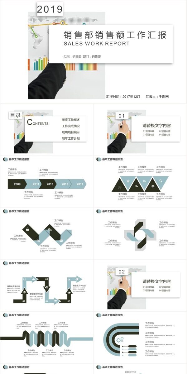 简约销售部销售额工作汇报PPT模板