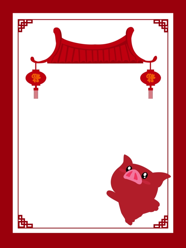 红色喜庆猪年背景设计