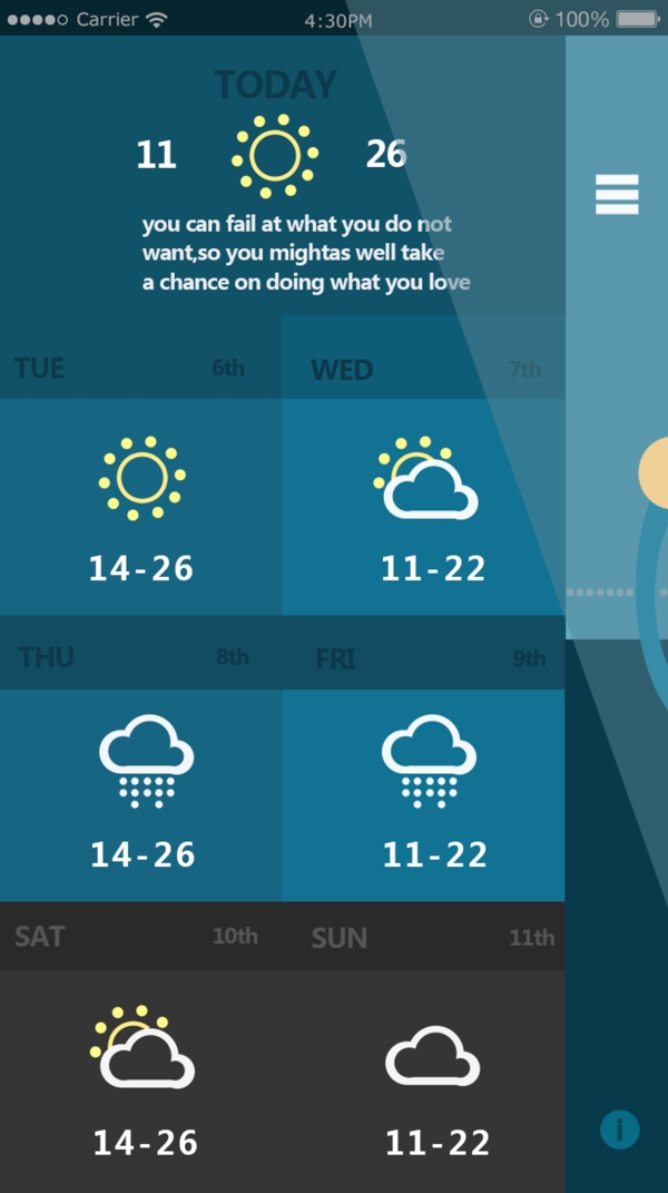 天气app宫格式页面展示