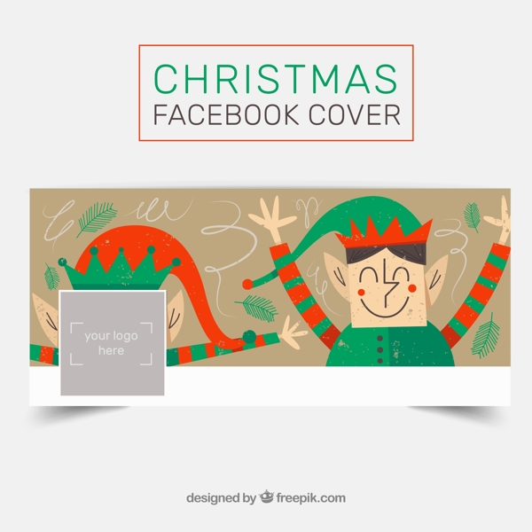 圣诞精灵脸书封面图片矢量素材