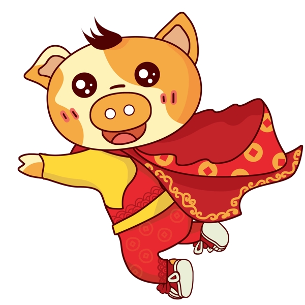 猪年卡通喜庆小猪形象设计