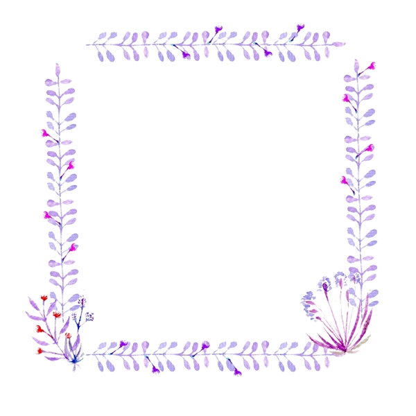 紫色水彩唯美花框