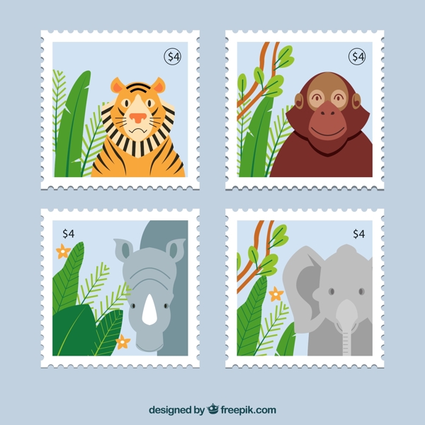 卡通动物邮票