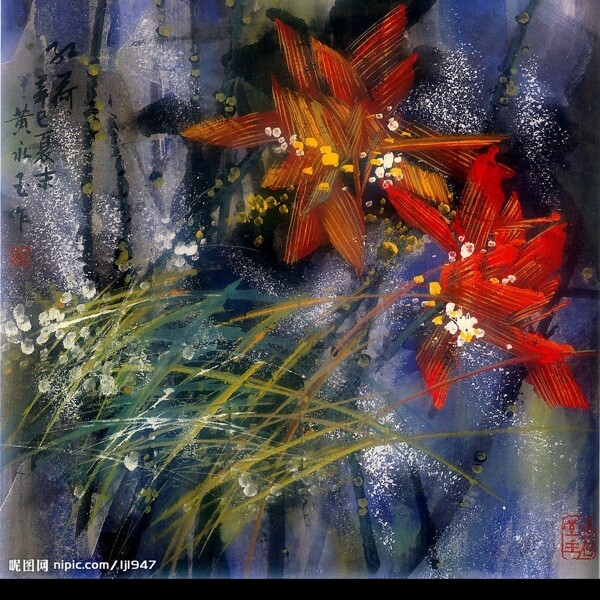 中国画工笔重彩花卉图片