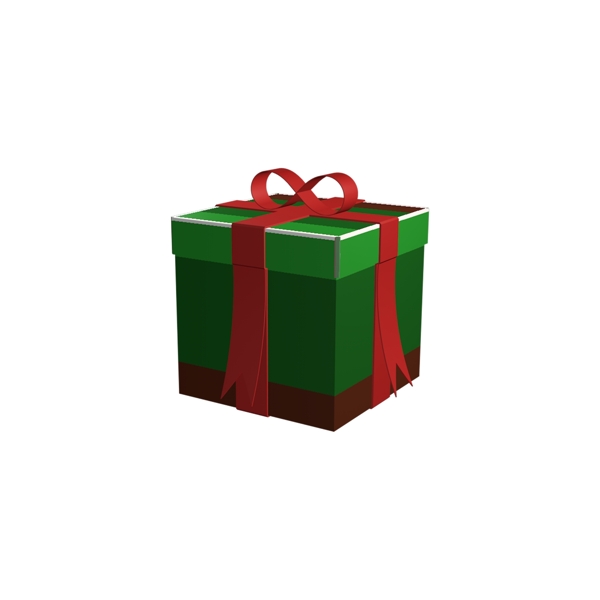 圣诞礼盒正方形礼盒C4D礼盒绿色礼盒