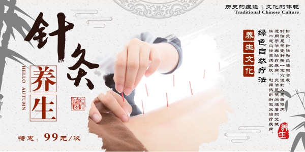 白色简约中国风中医针灸宣传展板