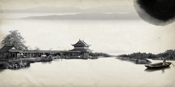 中国风水墨风景背景图图片