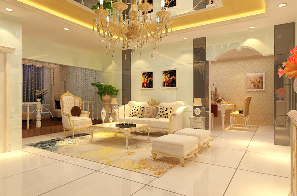 现代欧式风格客厅暖色沙发