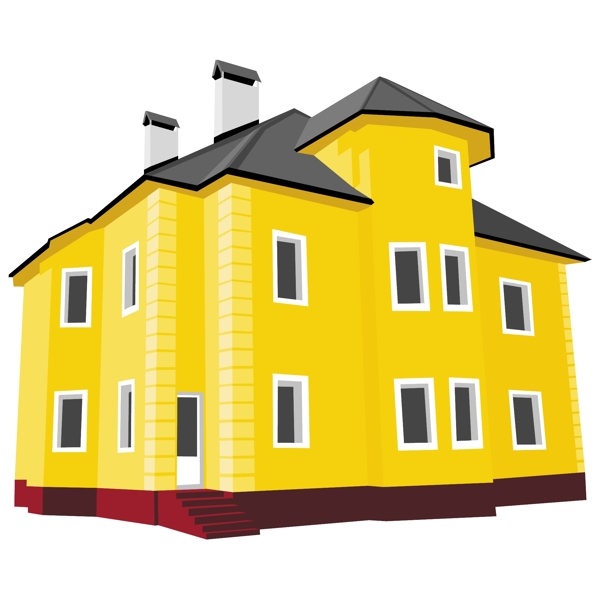 黄色的别墅小屋设计图案背景
