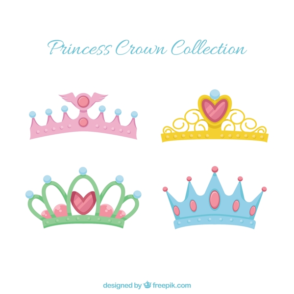 各种不同的可爱彩色公主桂冠
