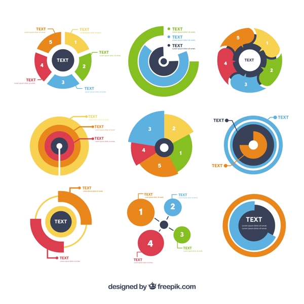 彩色圆形信息图ppt元素