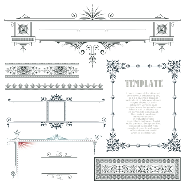 8款欧式风格花纹边框矢量图