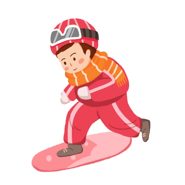 卡通小男孩在滑冰免抠图