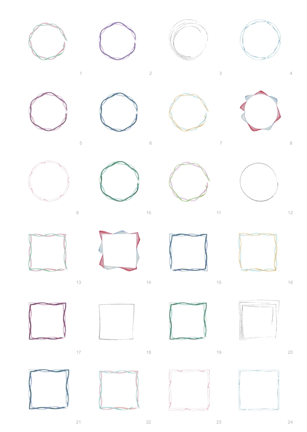 圆形边框水彩PNG免抠矢量设计素材