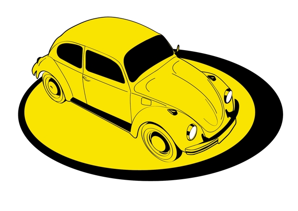 黄色小汽车矢量图AI