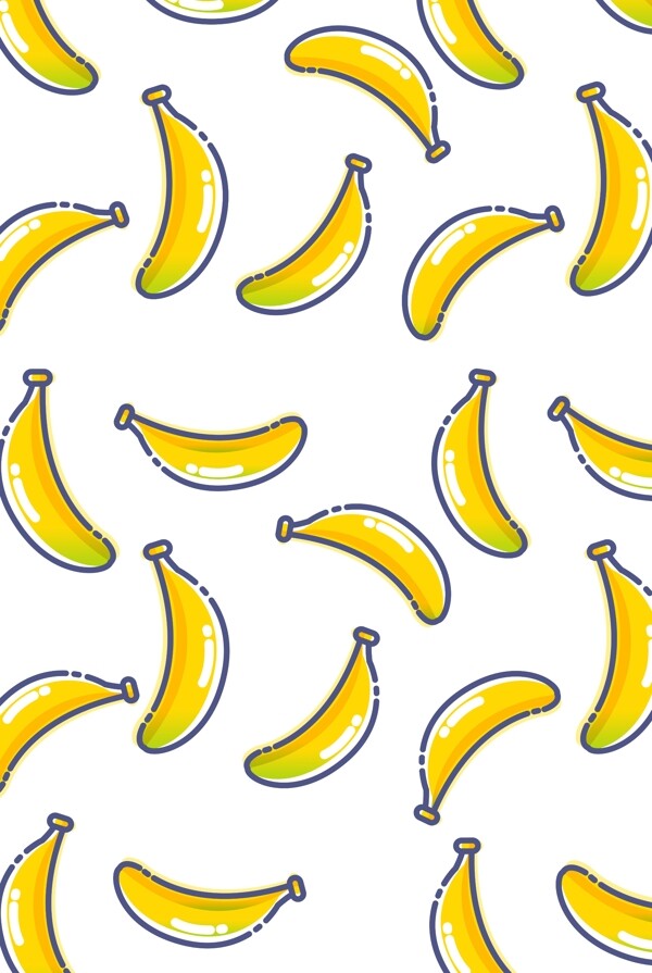 黄色扁平化水果香蕉底纹装饰