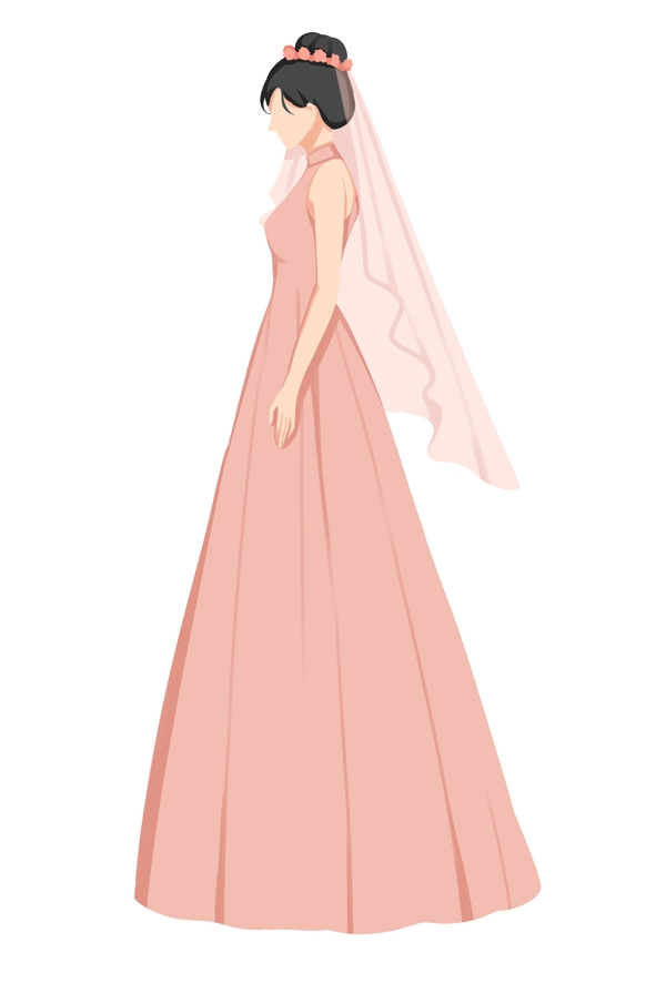 粉色婚纱新娘