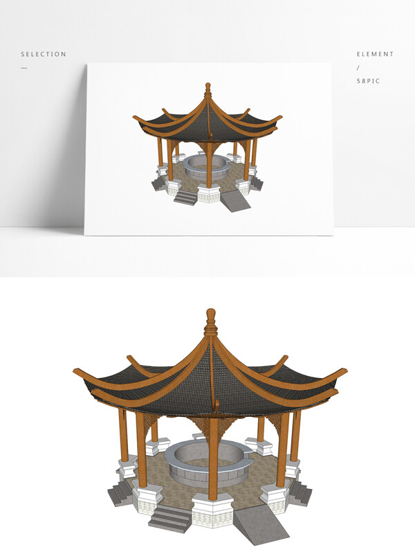 传统中式凉亭SU模型