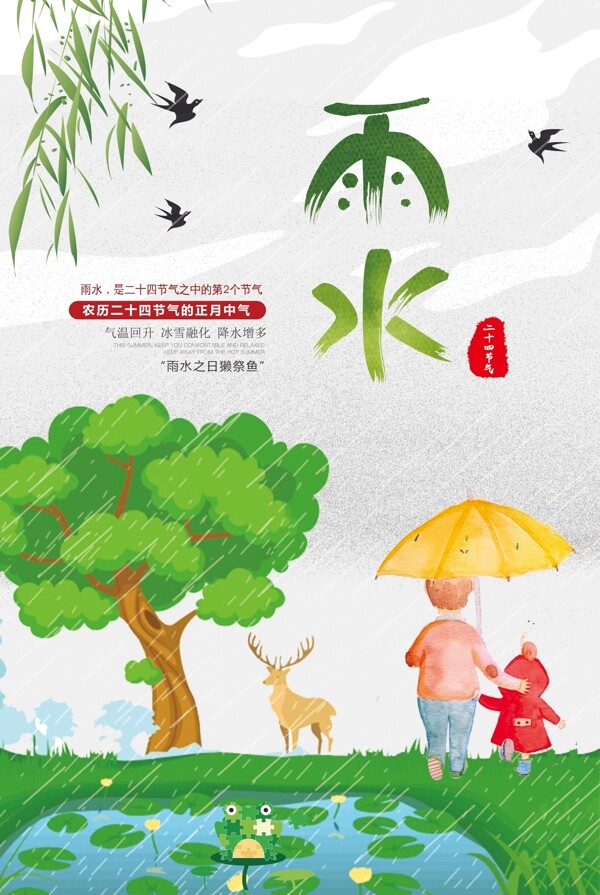 2018年卡通雨水节海报设计