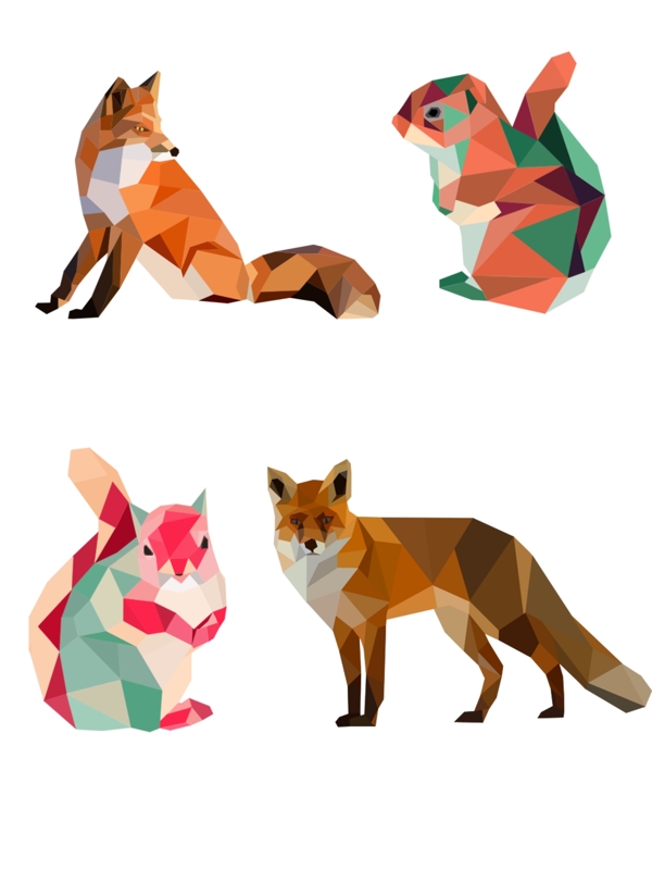 松鼠狐狸动物套图原创商用元素