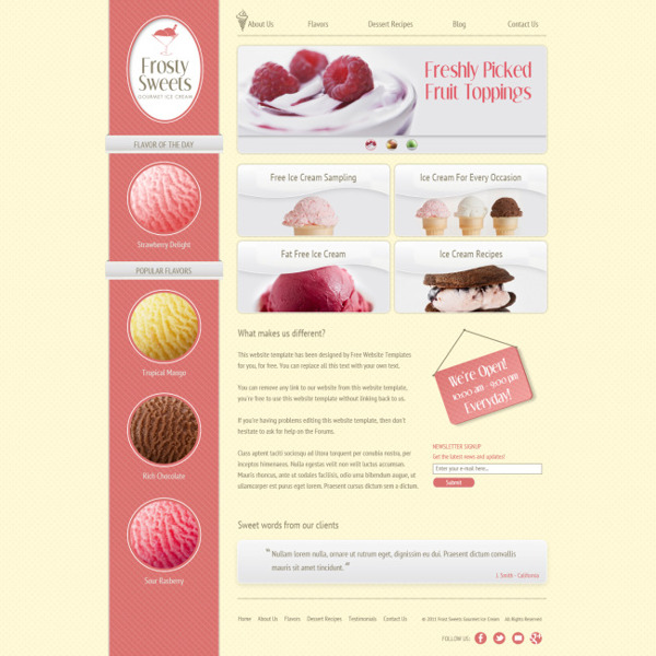 冰淇淋网站素材模板