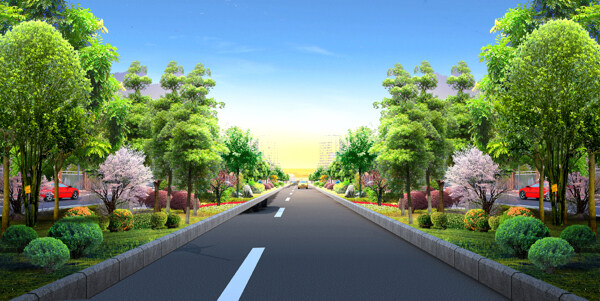 公路绿化效果图片