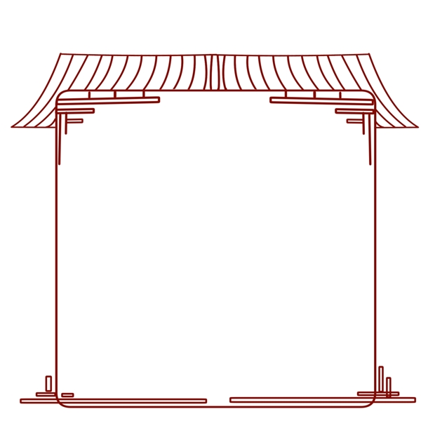 传统屋檐边框插画