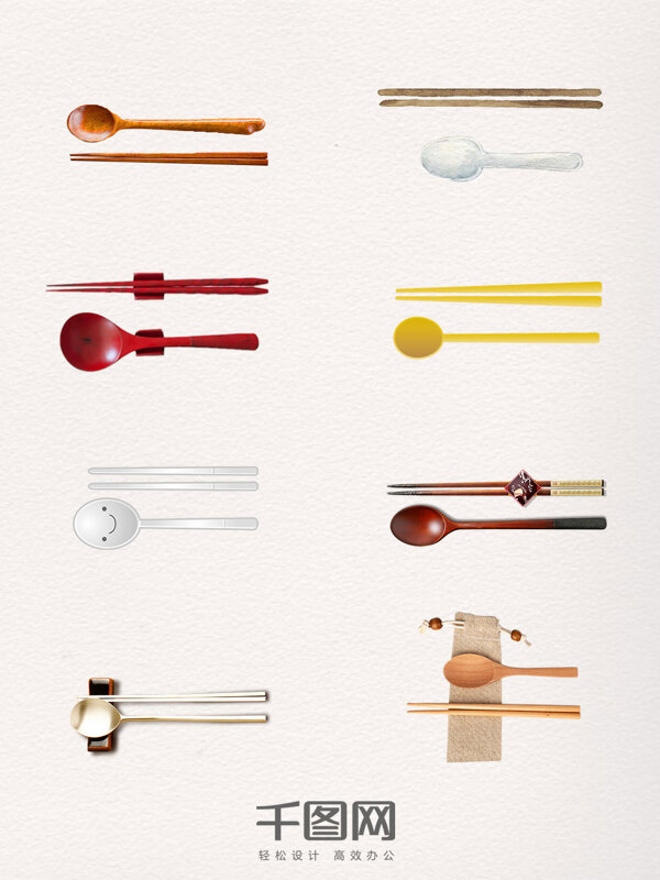 8款餐饮用具勺子和筷子