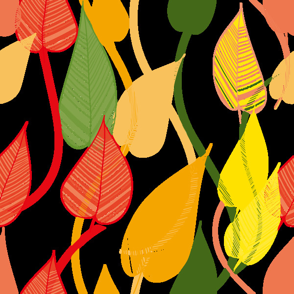 手绘彩色叶子插画免抠png透明图层素材