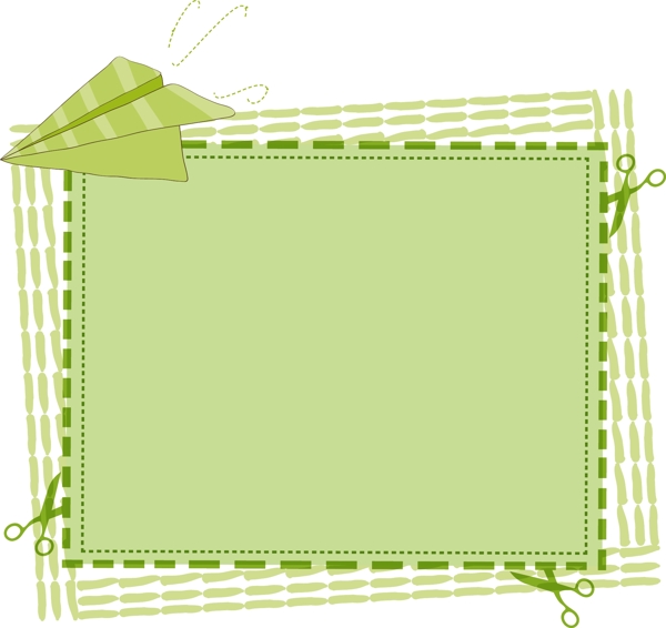 绿色剪纸飞机边框