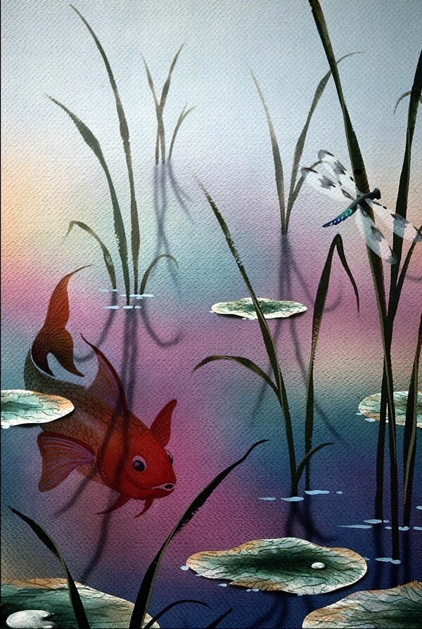 鱼动物丙烯画装饰画0027