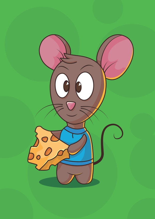卡通吃奶酪的老鼠矢量素材图片