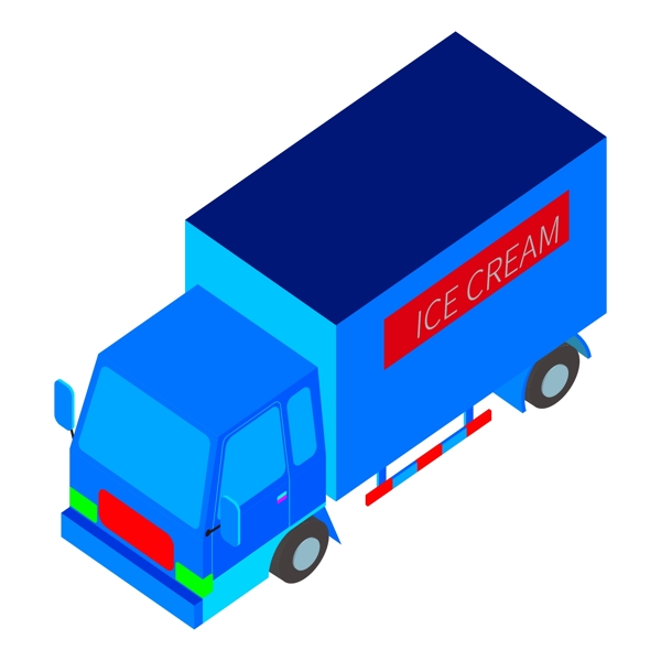 2.5d交通工具卡车蓝色矢量元素