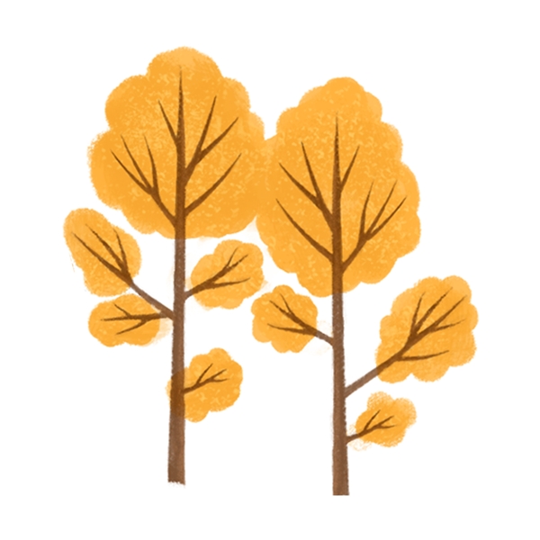 秋季出游卡通树木元素