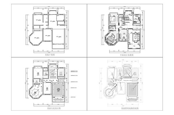 三室两厅户型CAD施工图纸设计