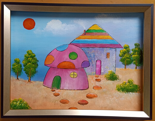儿童画磨菇屋