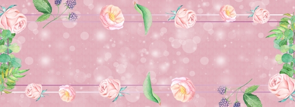 清新夏日花朵藤蔓边框背景图