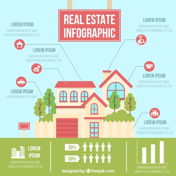 创意别墅信息图矢量素材