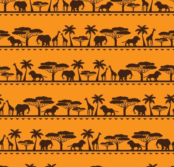 非洲动物无缝背景矢量素材