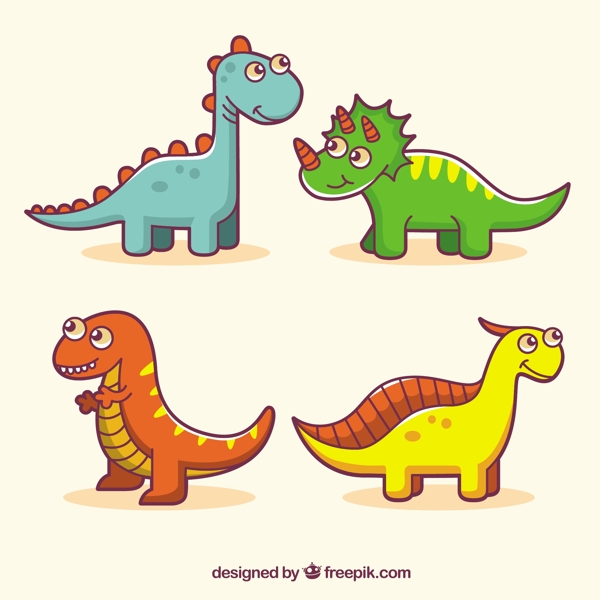 有趣的彩色恐龙