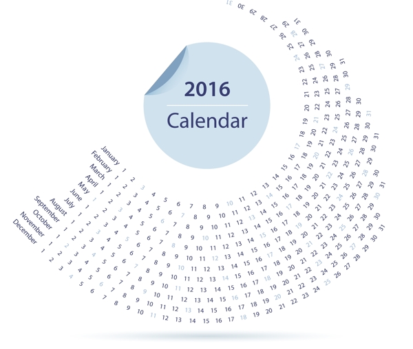 圆环2016年日历表图片