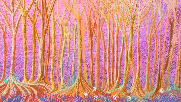 彩色树林卡通背景