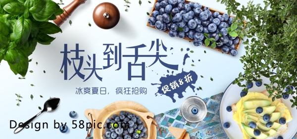 电商淘宝夏凉节饮食茶饮蓝莓海报模板