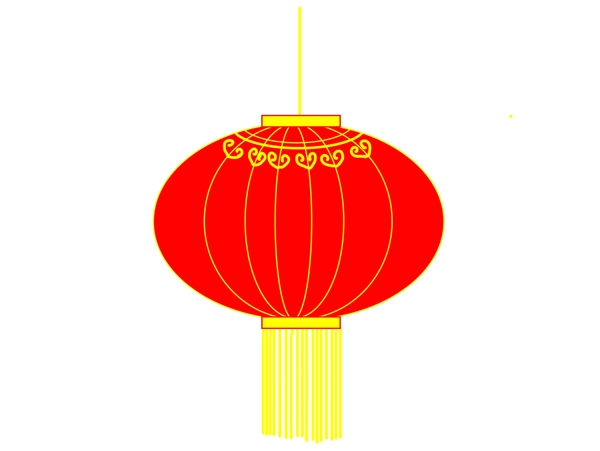 手绘中国风椭圆形红灯笼图