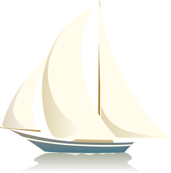 手绘白色帆船元素