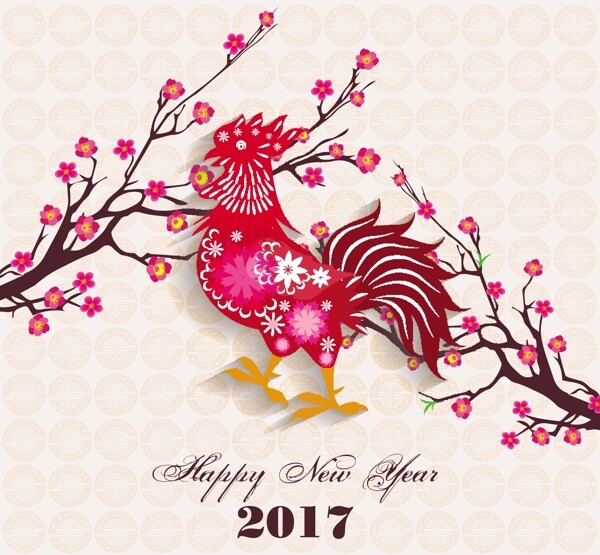 卡通红色中国传统春节剪纸矢量素材