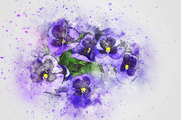 水彩抽象紫色花朵