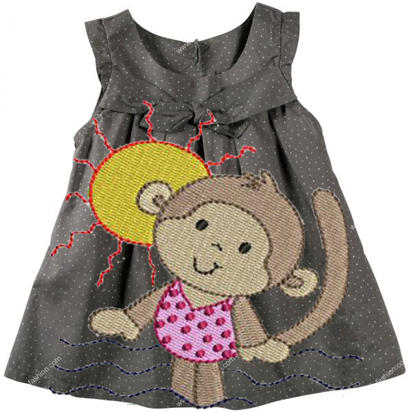 绣花动物猴子卡通色彩免费素材