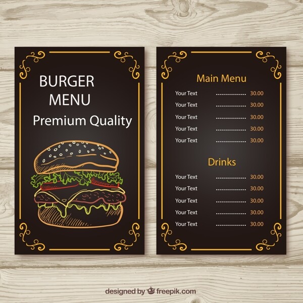 汉堡包店菜单图片